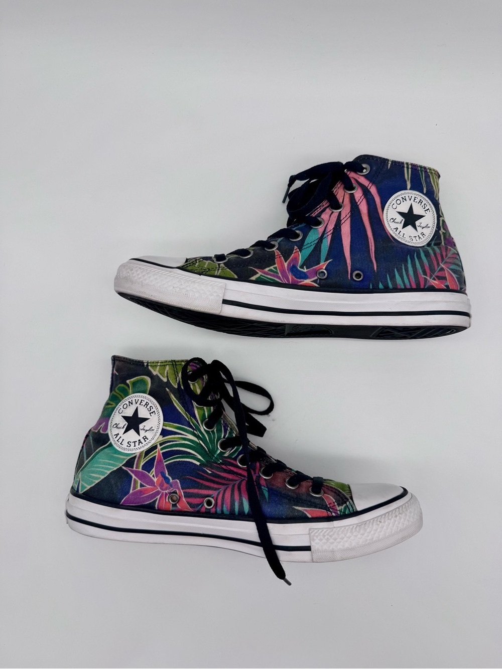 Converse Chuck Taylor High Top Tropical Floral Palm Sneakers Mens 8 Womens 10 - Picture 7 of 11